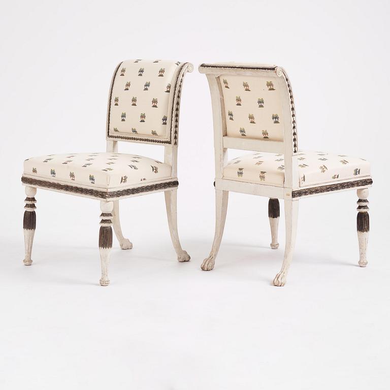 A set of four late-Gustavian chairs, Stockholm, late 18th century.