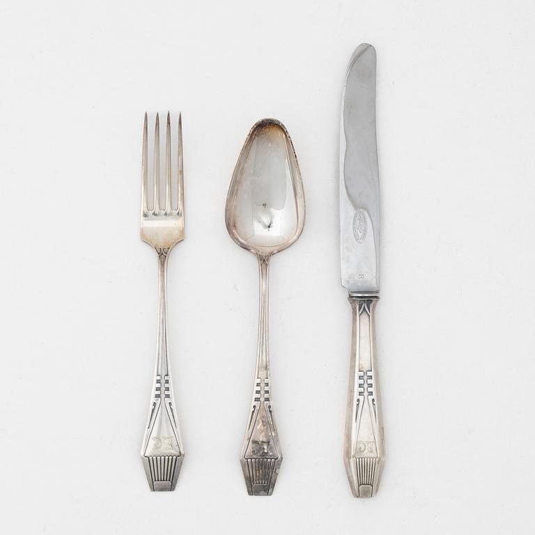 Cutlery, 36 pieces, silver, Soumen Kultaseppä Oy, Turku, Finland 1928.