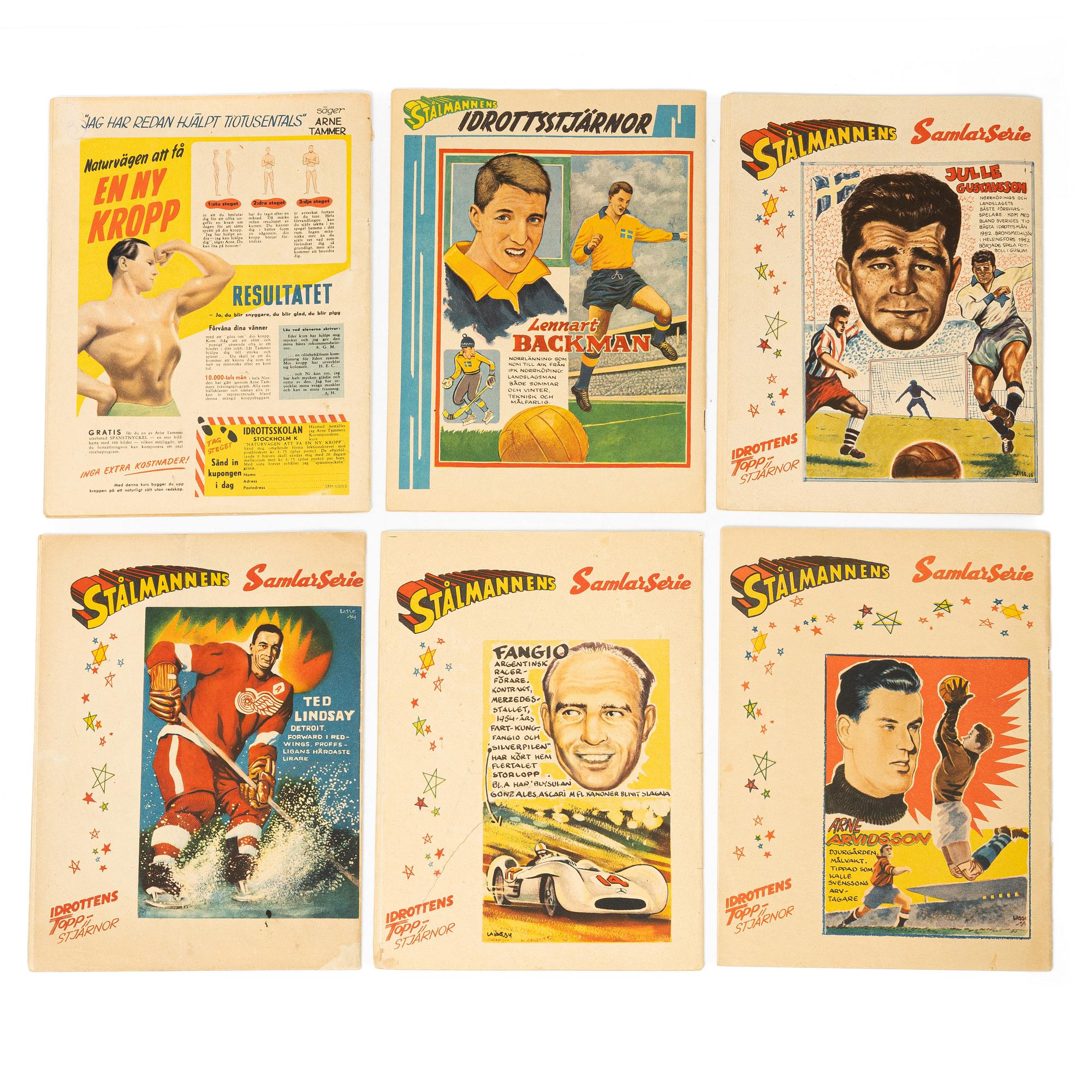 Comic books, 15, "Stålmannen", assorted years and issues, including 1953.