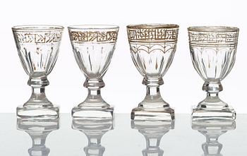 VINGLAS, 12 stycken, snarlika. Ryssland, kejserliga glas manufakturen, 1800-tal.
