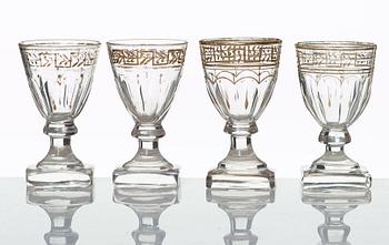 A set of 12 Russian wine glasses, Imperial Glass Manufactory, 19th Century.