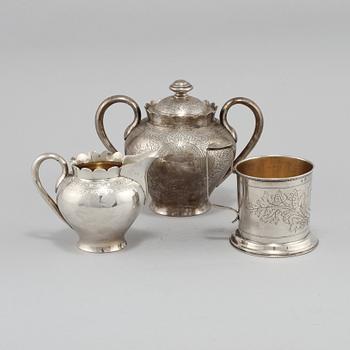 PARTI SILVER, 3 delar, Moskva, Ryssland, sent 1800-tal. Vikt 535 g.