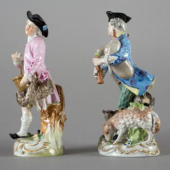 FIGURINER, 2 stycken, porslin, Potschappel, Dresden, 1900-tal.