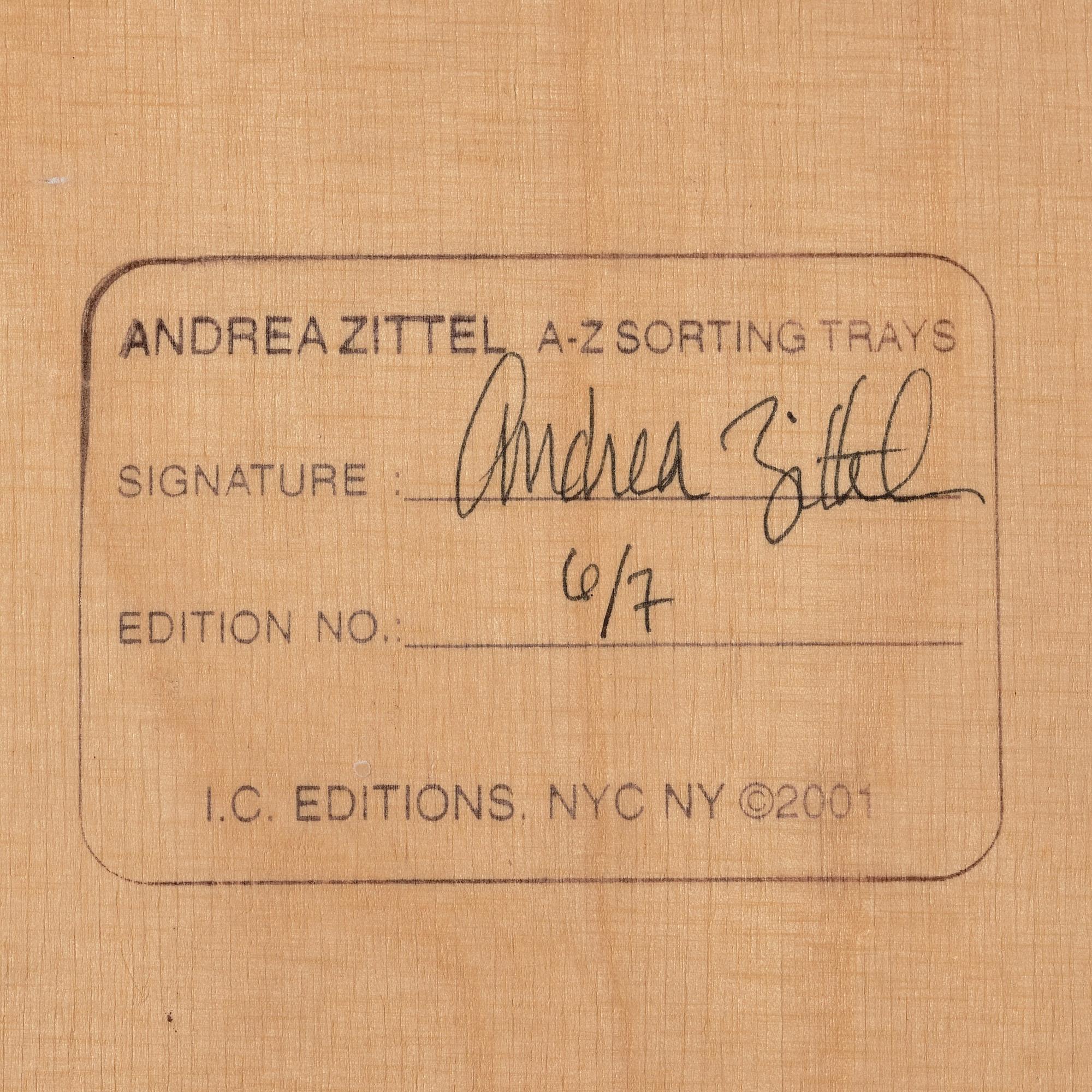 Andrea Zittel, "A-Z Sorting Trays".