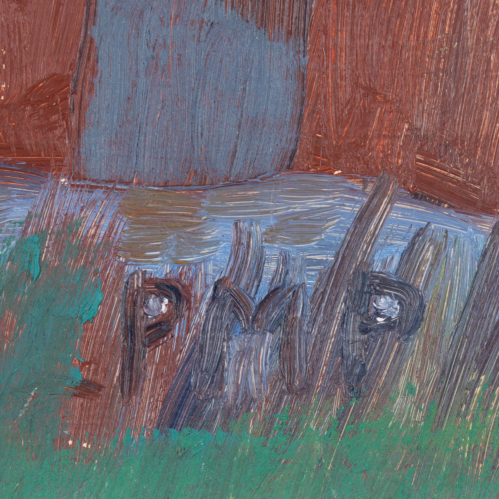 Primus Mortimer Pettersson, olja på pannå, signerad.