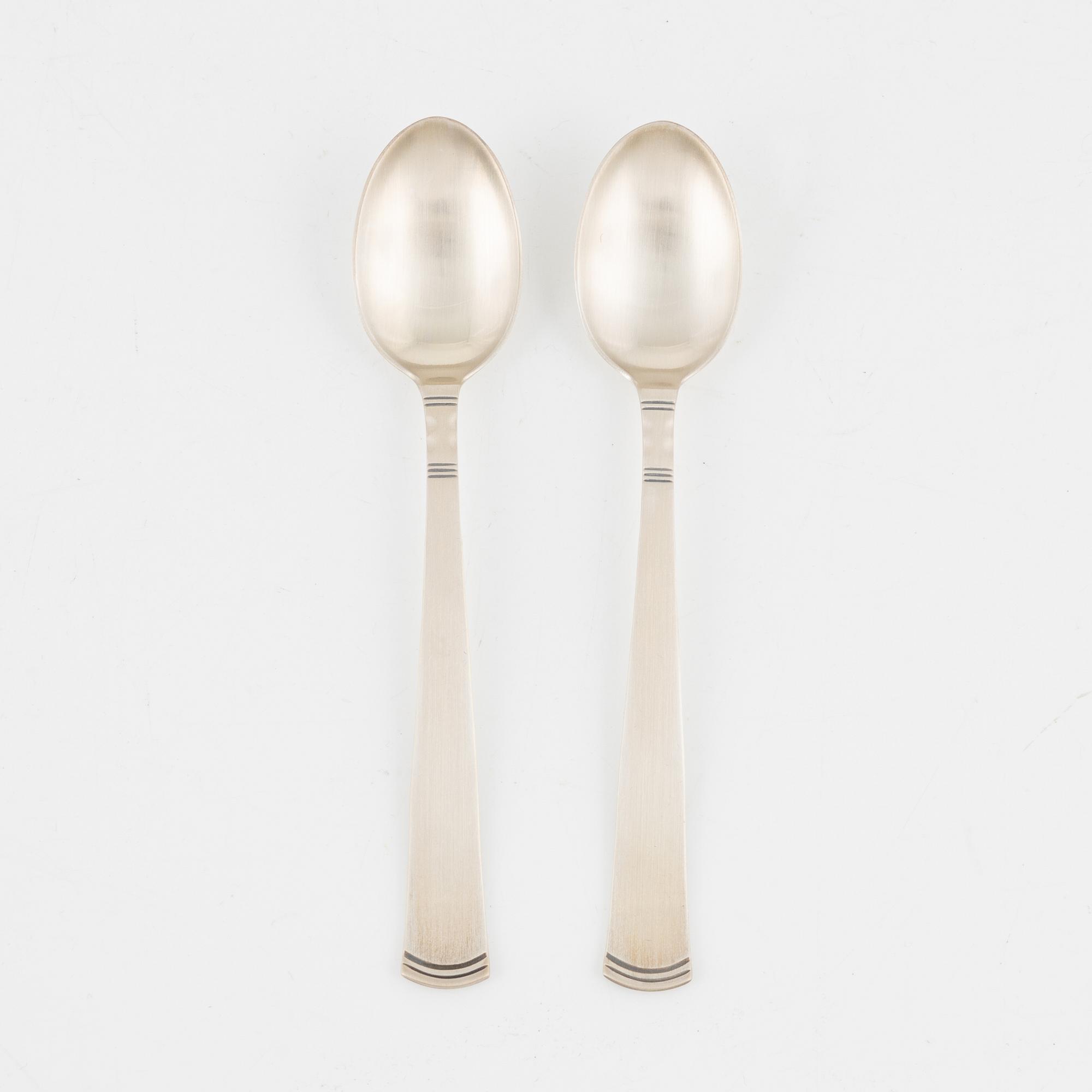 Jacob Ängman, a set of twelve 'Rosenholm' silver coffee spoons, jubilee edition, GAB, 1982.