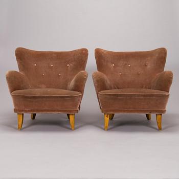 Ilmari Lappalainen, a pair of 1950's 'Laila' armchairs for Asko, Finland.