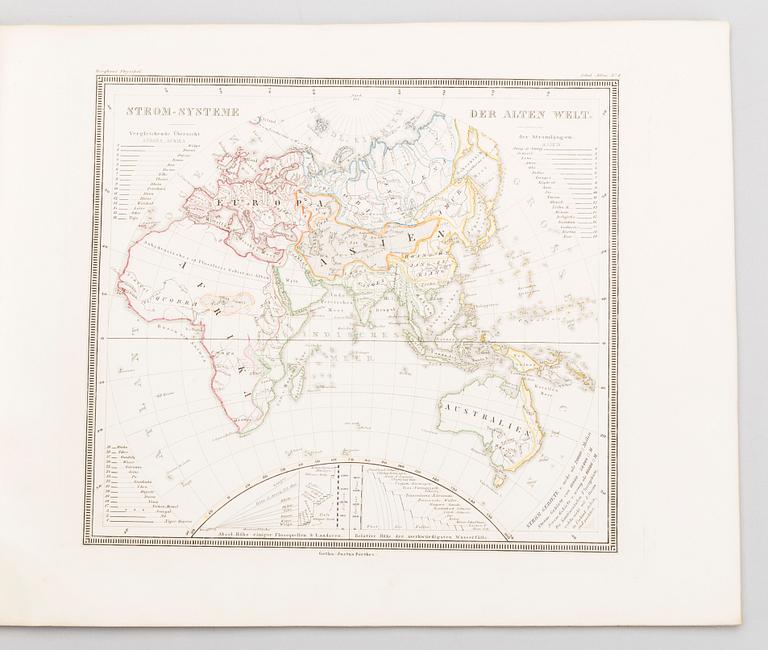 "Physikalischer schul-atlas by Dr Heinrich Berghaus. Utgiven verlag Justus Perthes 1850.