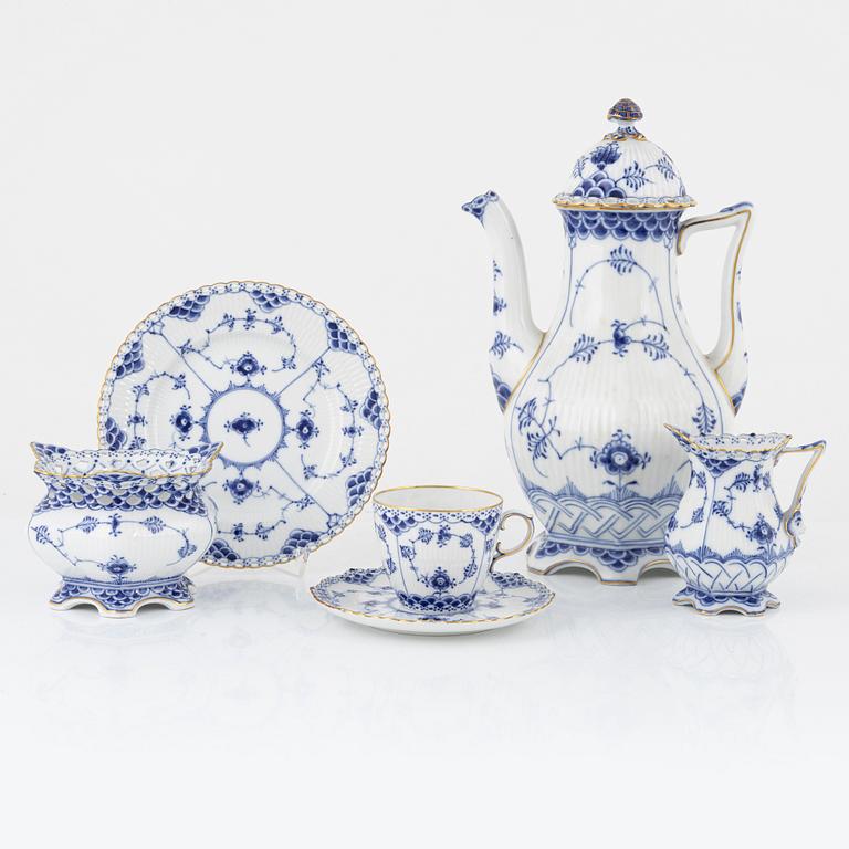 A 27-piece porcelain coffee service, full lace 'Musselmalet', Royal Copenhagen, Denmark.