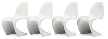 72. A set of four Verner Panton white plastic chairs 'Panton chair' by Herman Miller 1971-76.