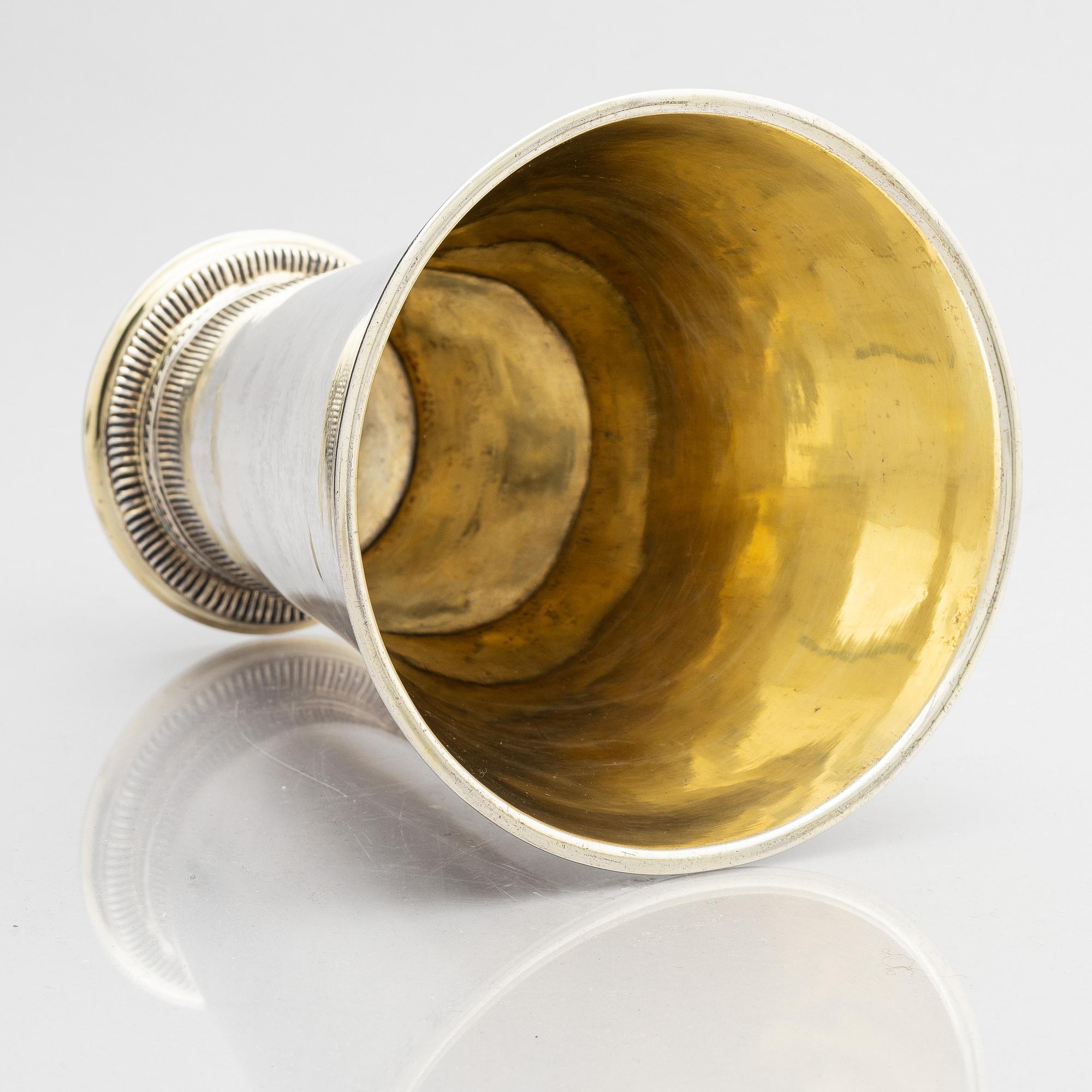 Anders Schotte, bägare, delvis förgyllt silver, Uddevalla 1777. Gustaviansk.