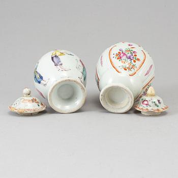 Two famille rose tea caddies, Qing dynasty, Qianlong (1736-95).