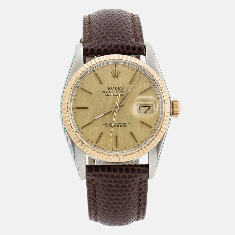 ROLEX, Oyster Perpetual, Datejust (T Swiss T), "Linen Dial", Chronometer, wristwatch, 36 mm.