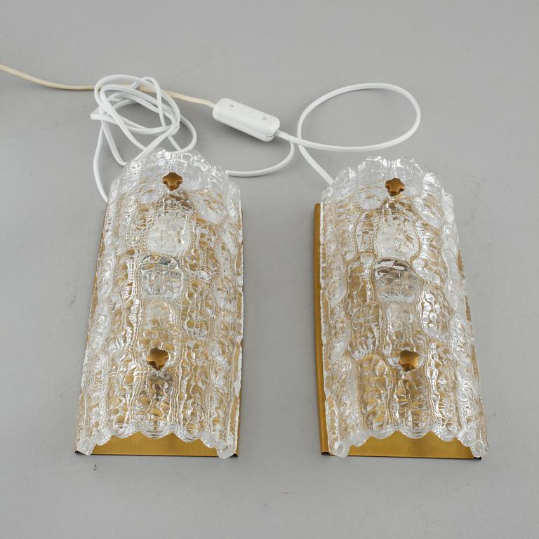 A pair of wall lamps by Carl Fagerlund for Orrefors, second half of the 20th century.