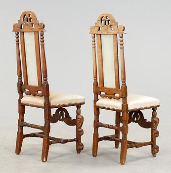 STOLAR, sex + två stycken. Omkring år 1700. Barock.