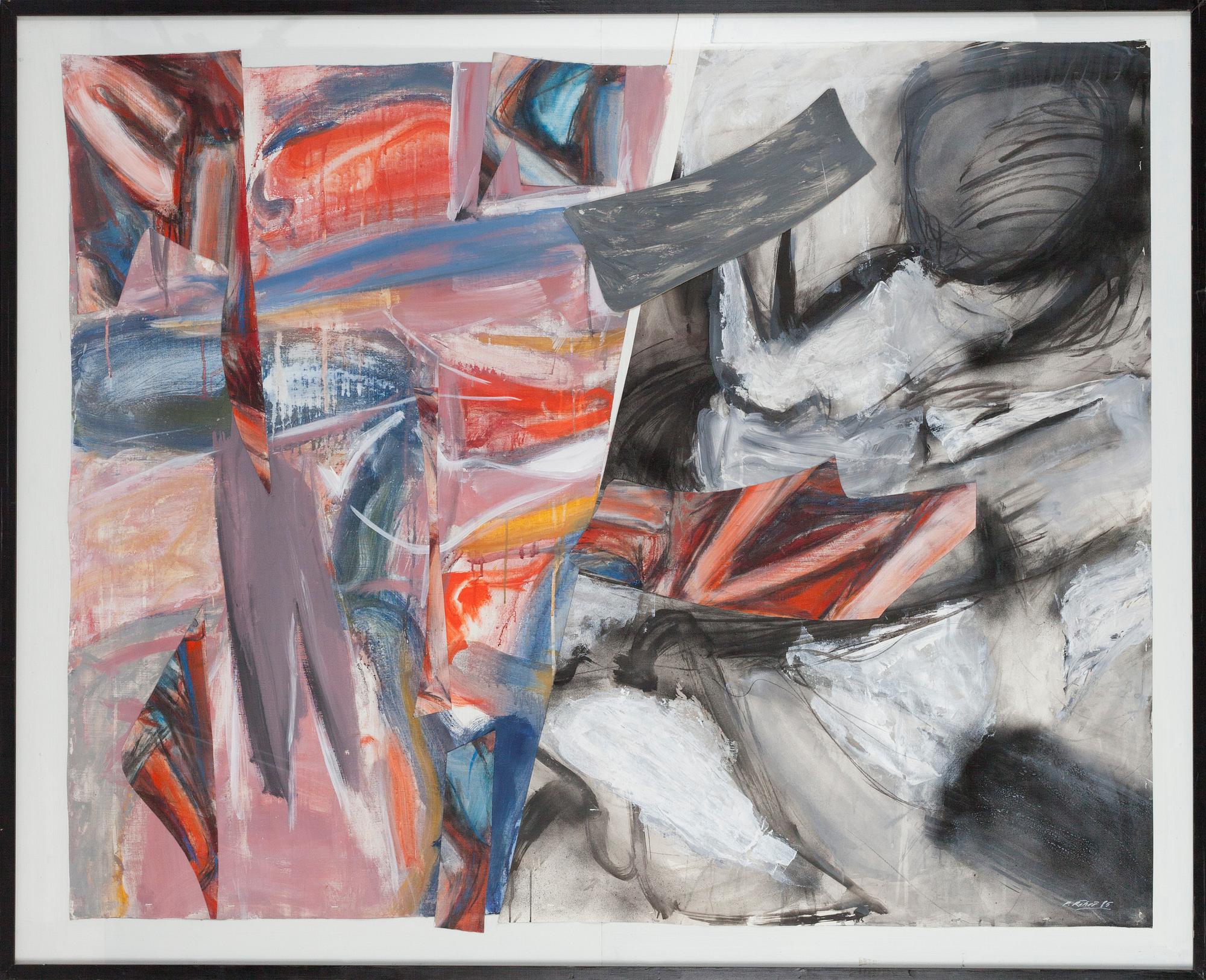 Petr Rehor, acrylic and collage, signed and dated-85.