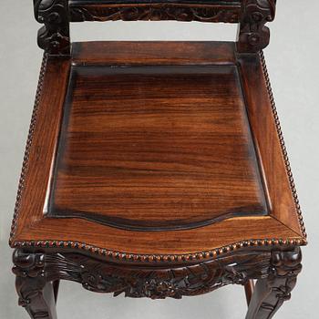 A Chinese wooden chair, Qing dynasty, 19th Century.