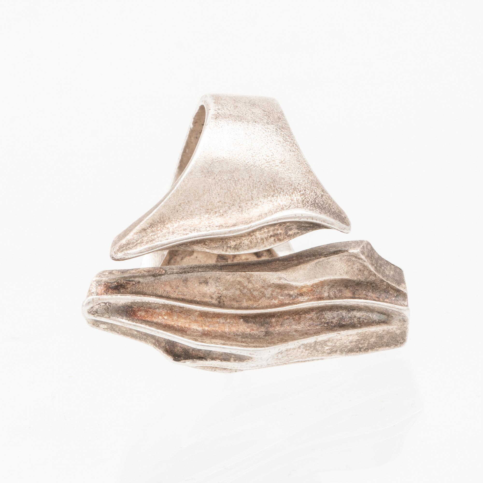 A silver ring "Erosion" by Björn Weckström for Lapponia 1976.