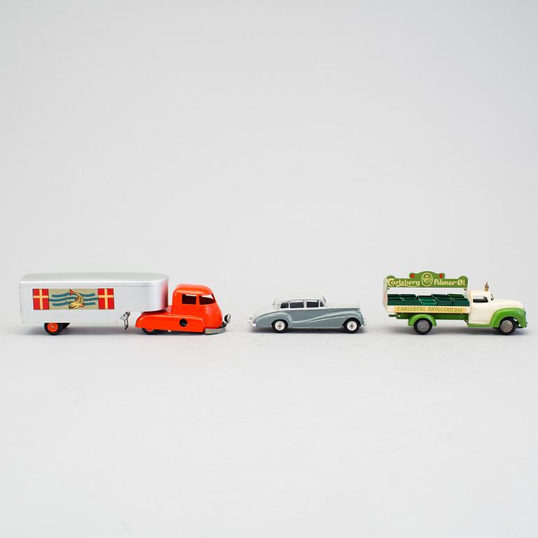 TEKNO samt DINKY TOYS, 6 delar, Danmark och England, 1940/50-tal.