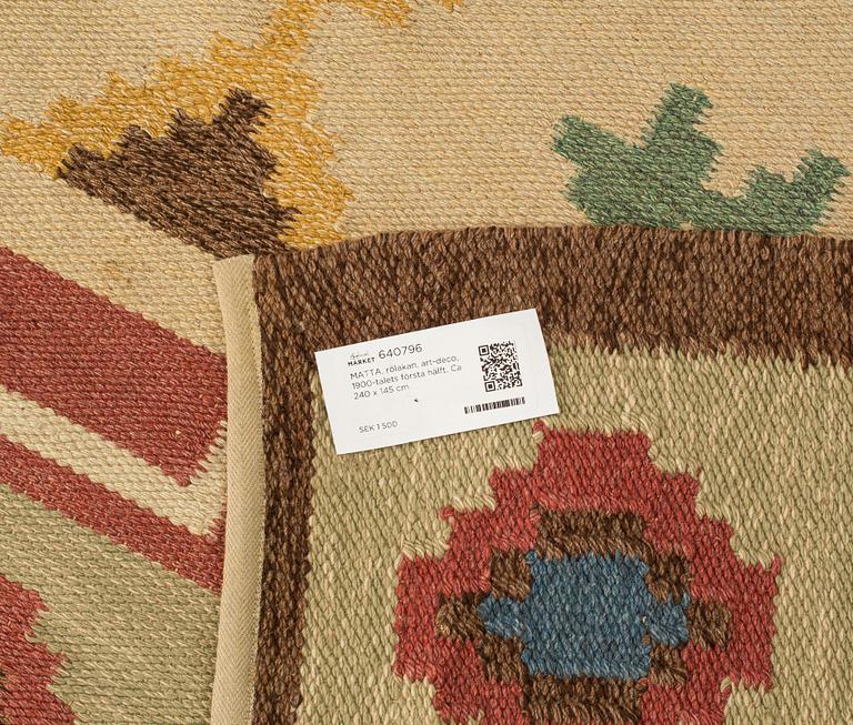 MATTA, rölakan, art-deco, 1900-talets första hälft. Ca 240 x 145 cm.