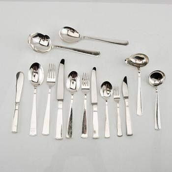 Jacob Ängman, cutlery 132 pcs "Rosenholm" silver GAB 1950s/60s.