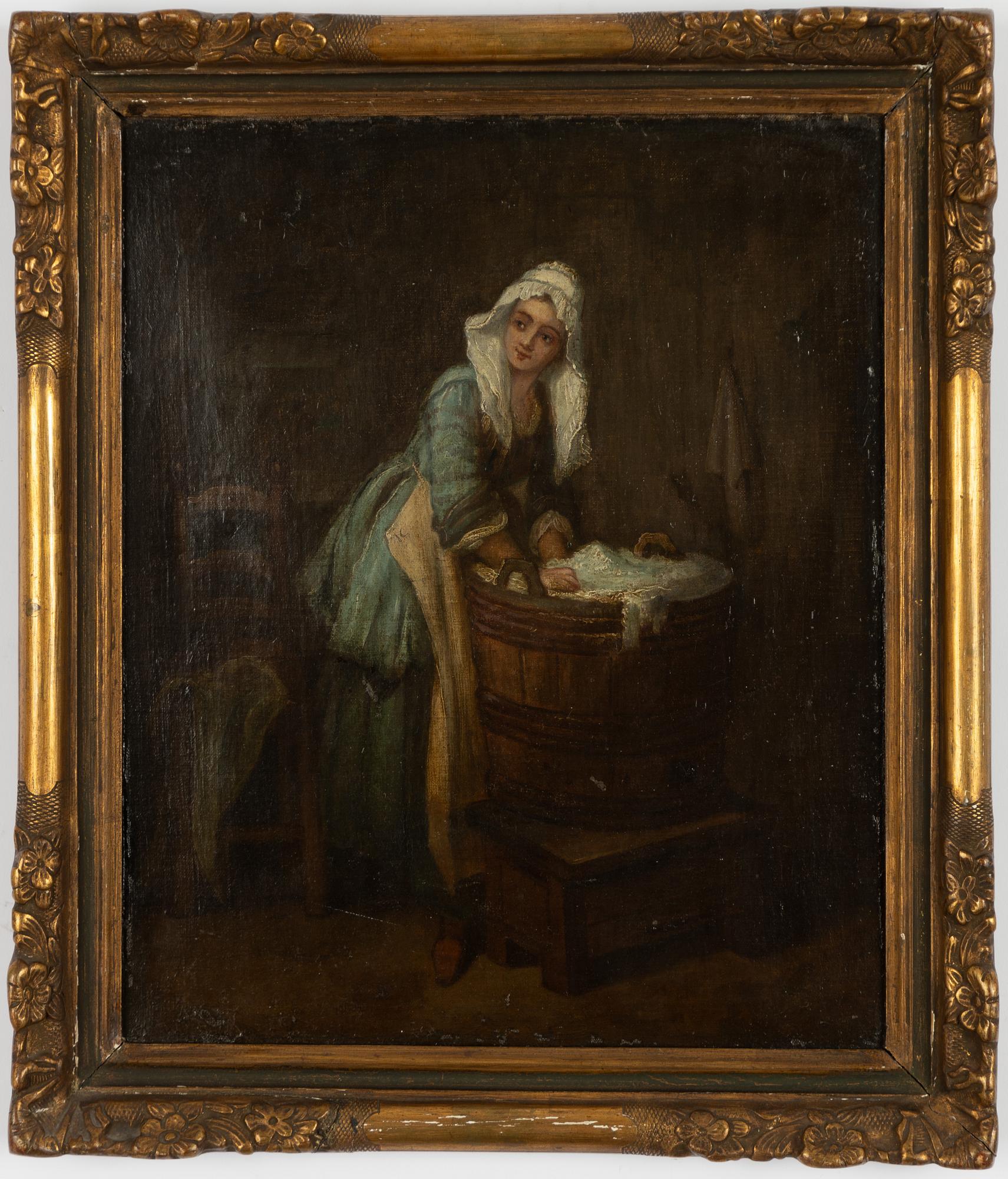 English school, 19th century, Washerwoman.