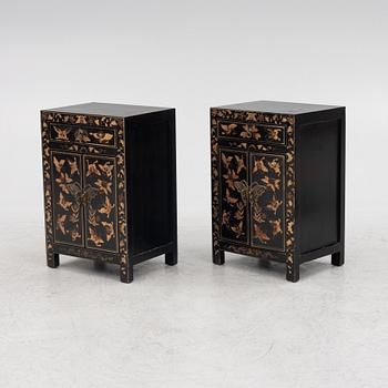A pair of bedside tables/cabinets, China, 20th century.