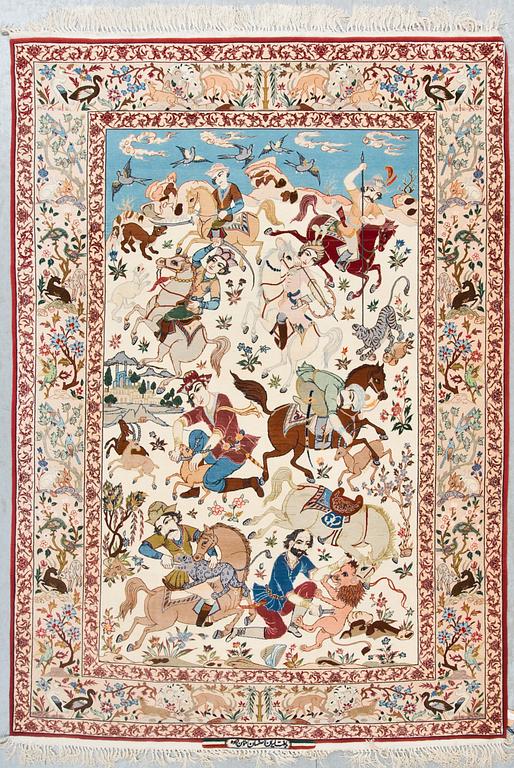 MATTA, Isfahan, part silk, signerad, 1900-talets slut. Ca 218 X 156 cm.
