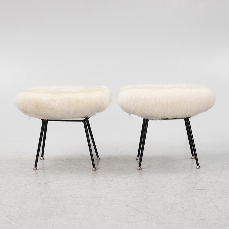 Scandinavian Modern, a pair of mid 20th century ottomans.