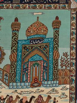 Matto, Old Tabriz figural, "The four seasons", ca 274 x 176 cm.