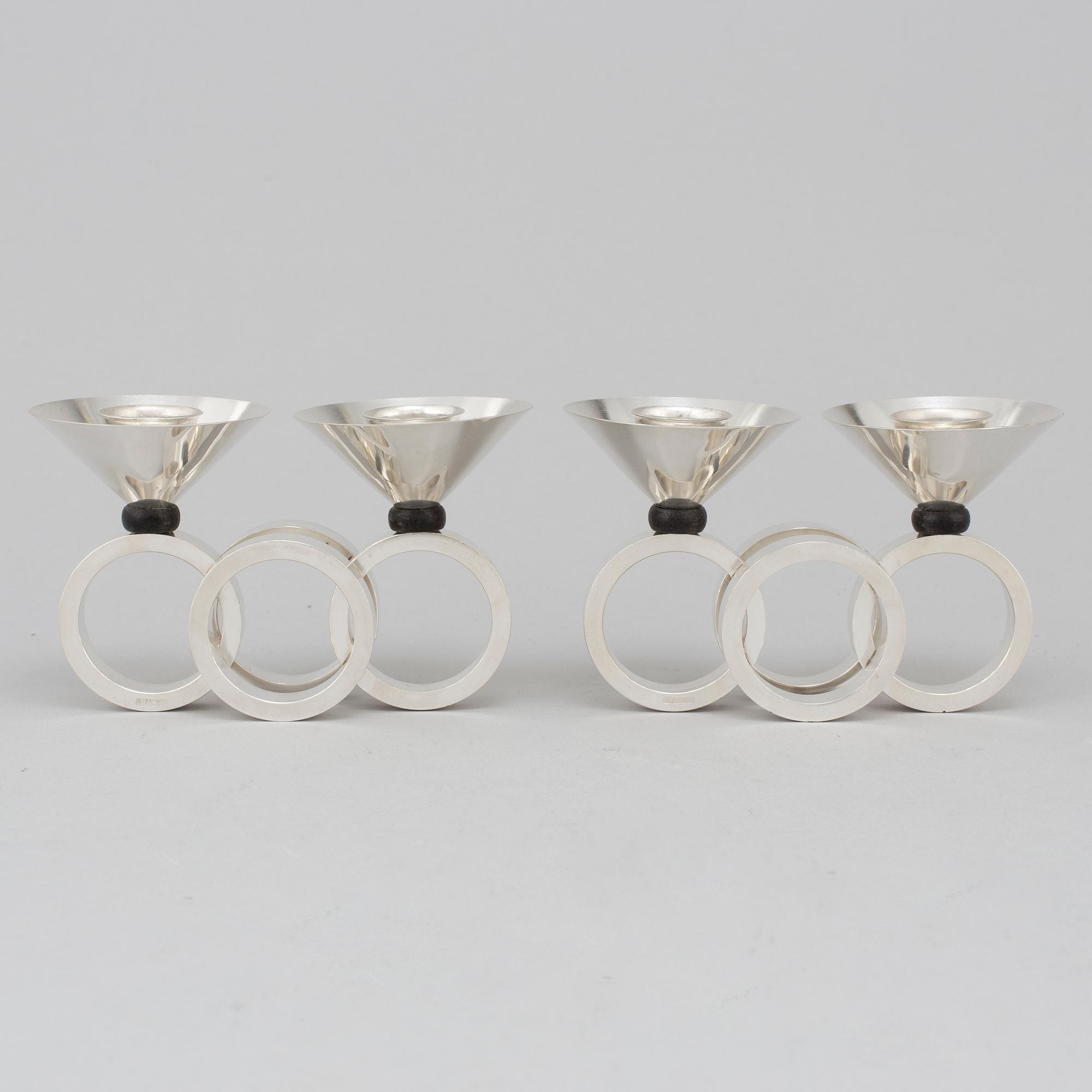 A pair of silver plated candelabrum marked NFS NS, 1930's.