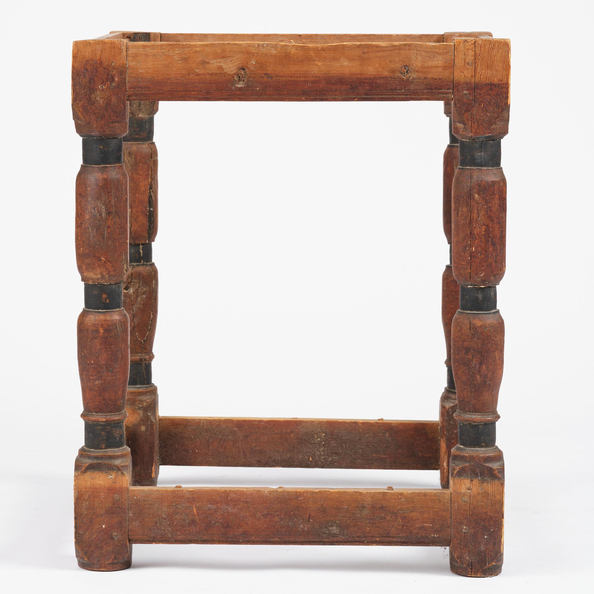 A Swedish baroque table base, circa 1700.