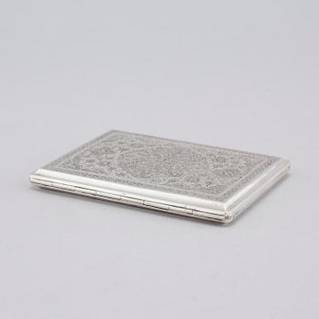 A cigarette case in silver, Persia/Iran, unidentified marks. Total weight 151 g.