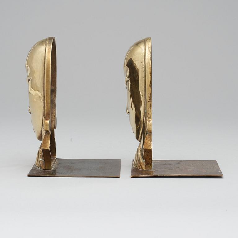 A pair of Carl-Einar Borgström art déco bronze bookends by Ystad Metall, Sweden,