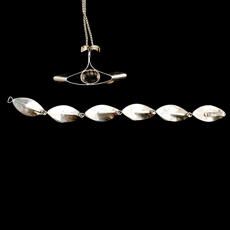 SMYCKEN, 4 del, silver, med olika stenar, 1900-talets mitt.