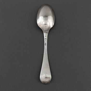 A Swedih 18th century silver serving spoon, mark of Anders Ulfsberg, Nyköping 1787.