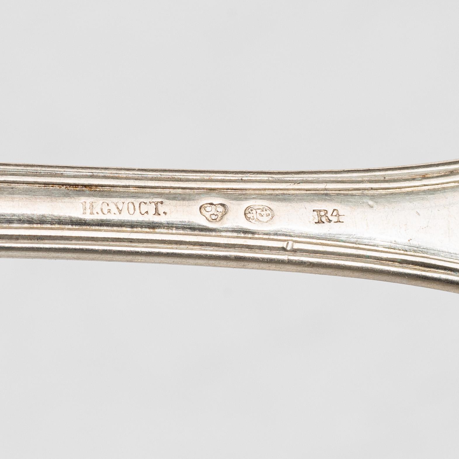 Six Swedish silver spoons, mark of HG Vogt, Kristianstad, 1847.