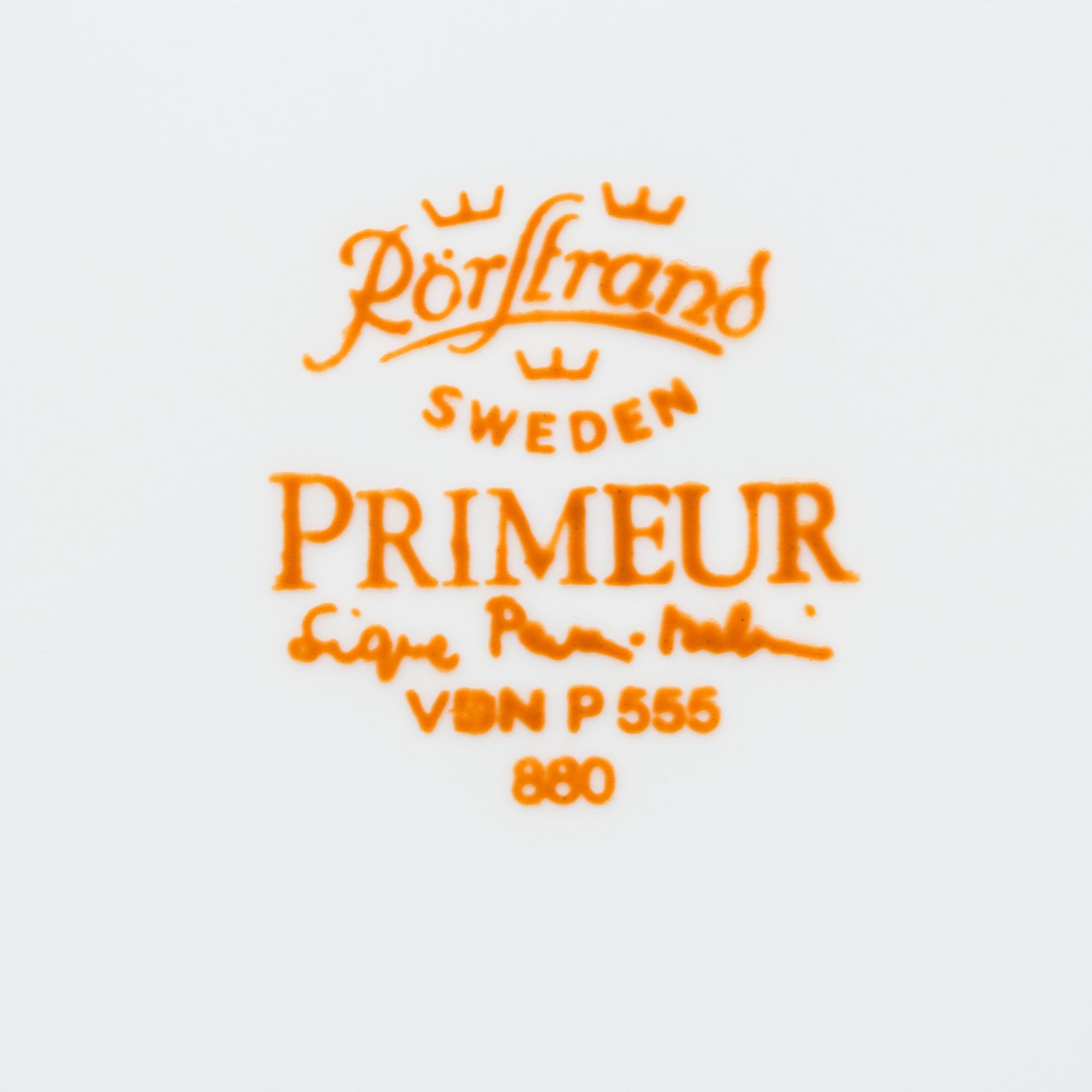 SIGNE PERSSON-MELIN, MAT- och KAFFESERVIS, benporslin, 106 delar, "Primeur" och "A la carte", Rörstrand. Formgiven 1980.