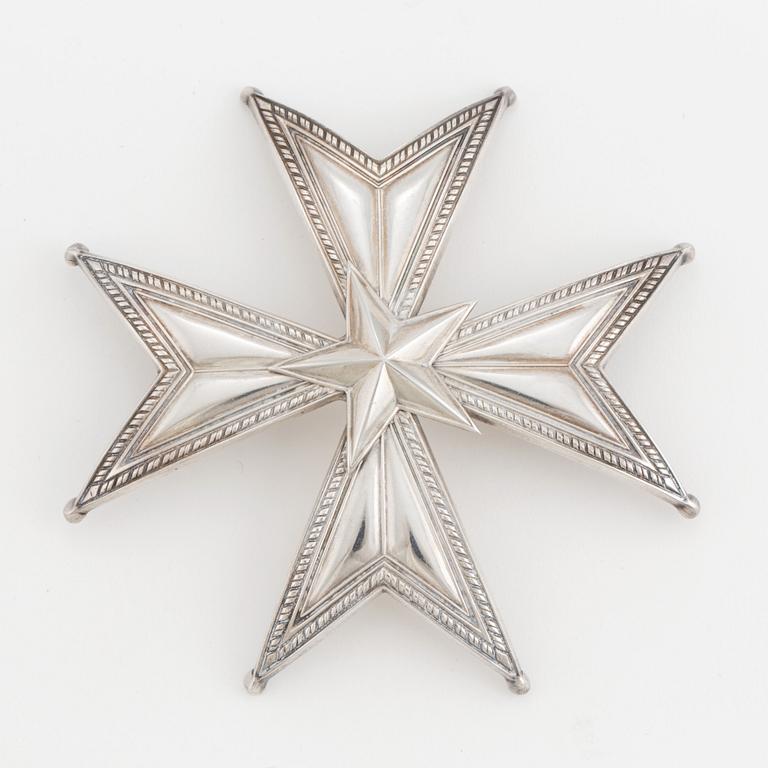 KUNGLIGA NORDSTJÄRNEORDEN, Kraschan för kommendör, silver, Hovjuvelerare Carlman, Stockholm, 1958. Vikt ca 34 gram.