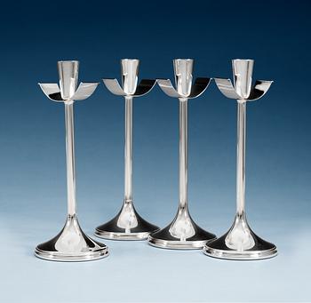 616. A set of four Vera Ferngren silver candlesticks by GAB, Stockholm 1967.