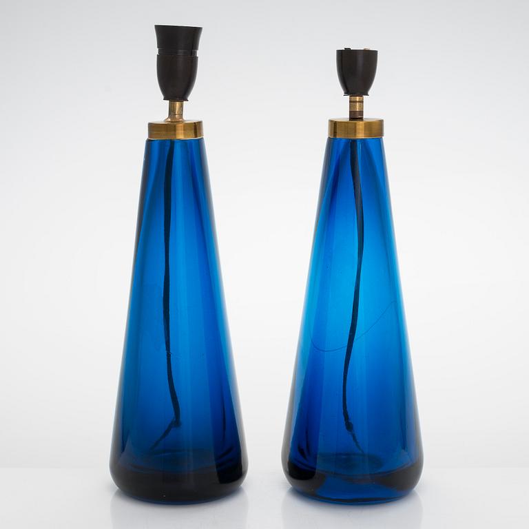 A pair of 1950s Venini glass table lamps, Italy.