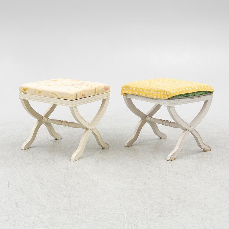 Stools, a pair, Gustavian style, first half of the 20th century.