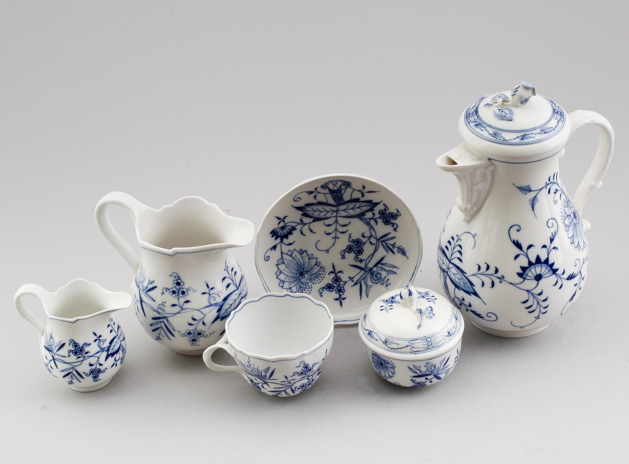 KAFFESERVIS, 16 delar, porslin, Meissen, 1900-tal.