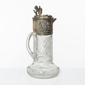 A silver and glass decanter, Topazio, Portugal, mid 20th Century.