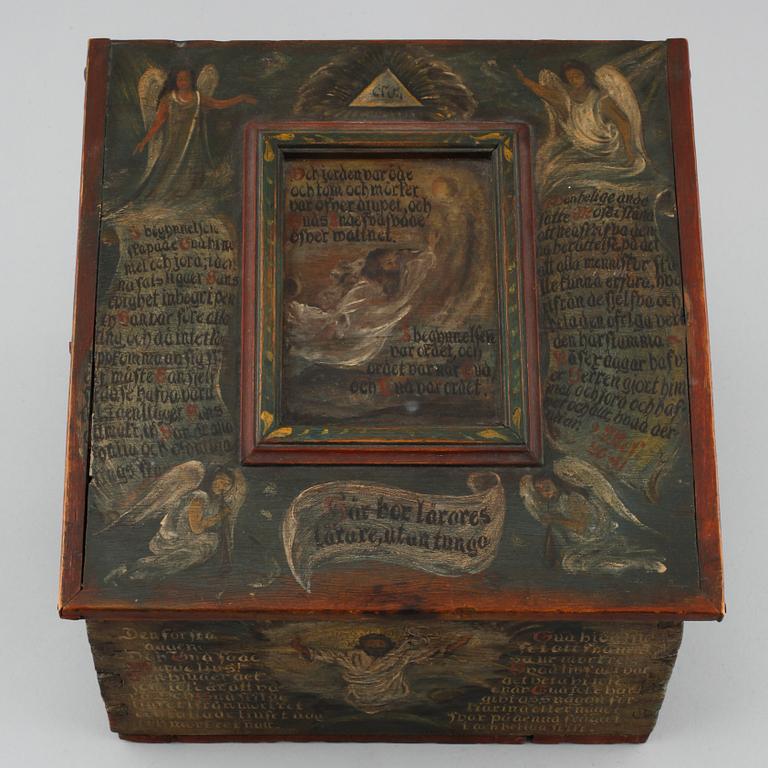 Wooden box, 19th century.