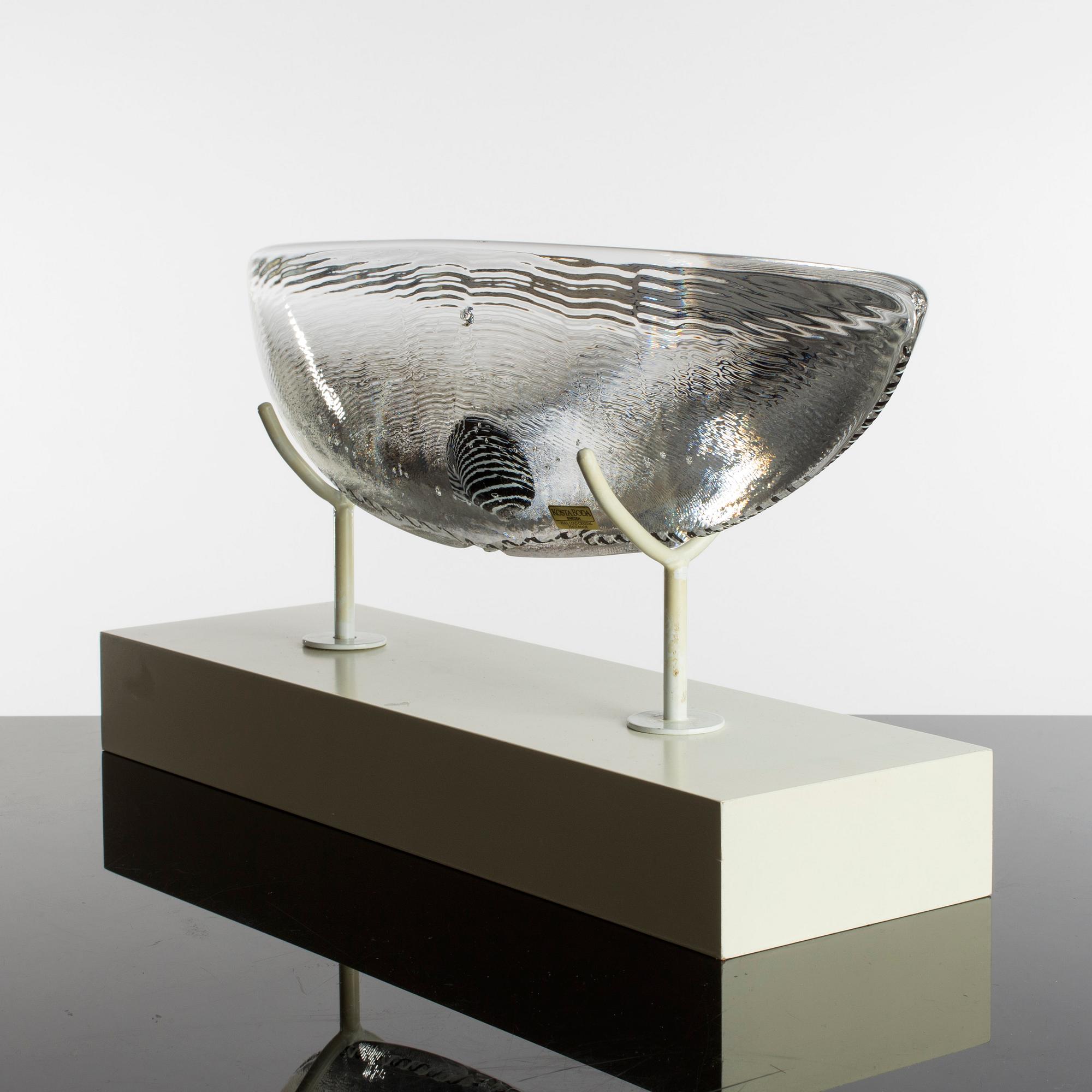 A GLASS SCULPTURE, boat, Bertil Vallien, Kosta Boda.