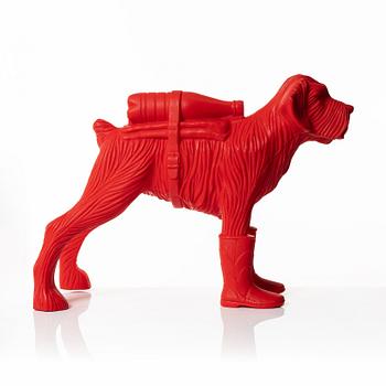 William Sweetlove,  "Cloned Schnauzer with water bottle". (Red).