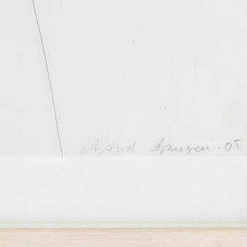 Astrid Svangren, crayon on papaer, signed and dated -05.