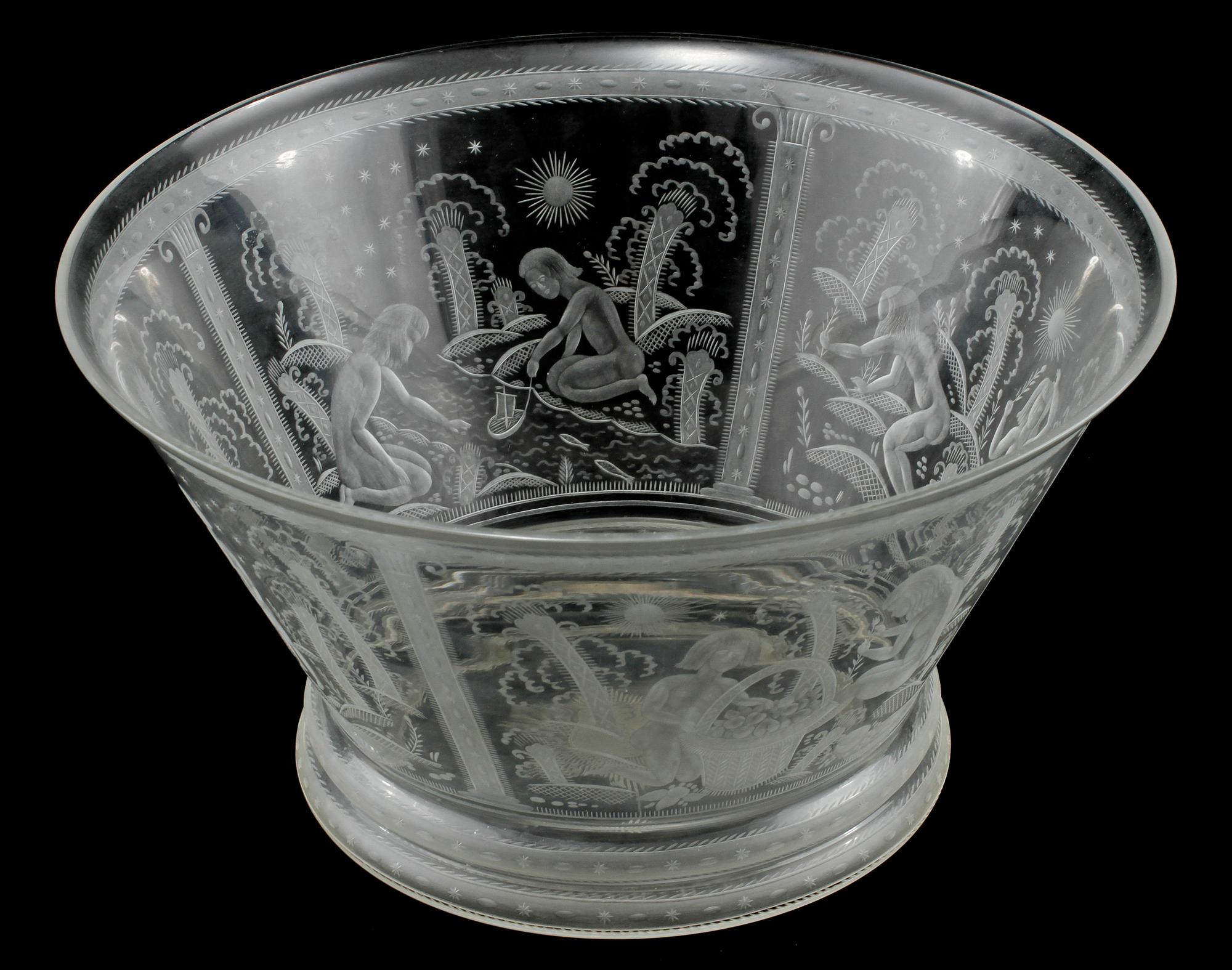 EDWARD HALD, skål, glas, Orrefors, signerad och daterad 1926.