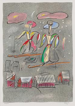 Madeleine Pyk, "Tusen dagar och en dröm", mapp med fyra färglitografier samt bok.